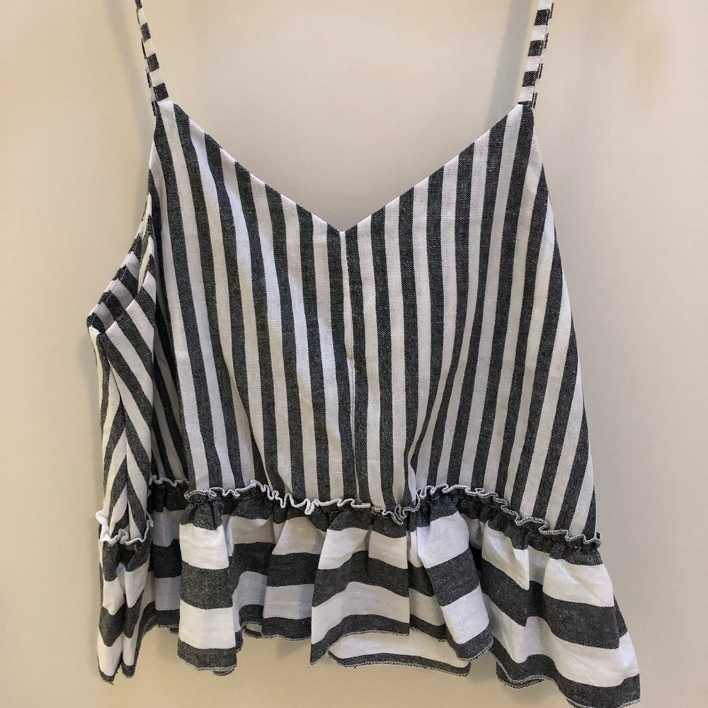Blue and white stripped tank